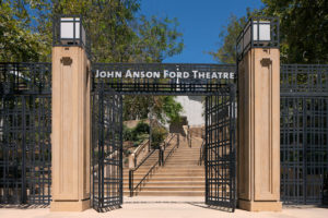 The outdoor theater is located in the hills of Cahuenga Pass, surrounded by a 32-acre park whose landscaping was stabilized and upgraded as part of the renovation. Image: Tom Bonner
