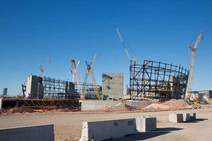 The under-construction Raiders stadium in Las Vegas is shown Thursday, Feb. 28, 2019. Christopher Devargas.