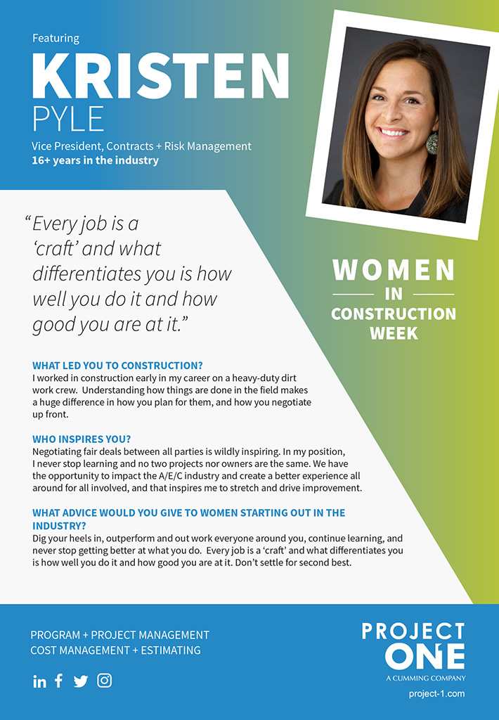 Women in Construction Week: Kristen Pyle. Transcribed text can be found to the left.