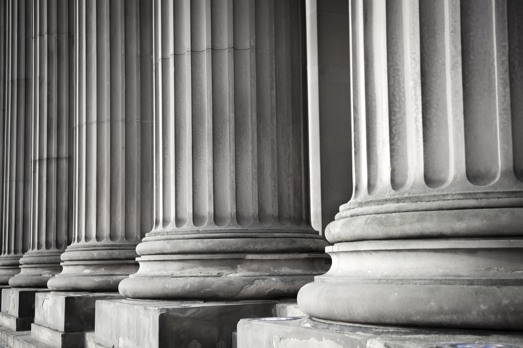 judicial law Row of columns in black and white